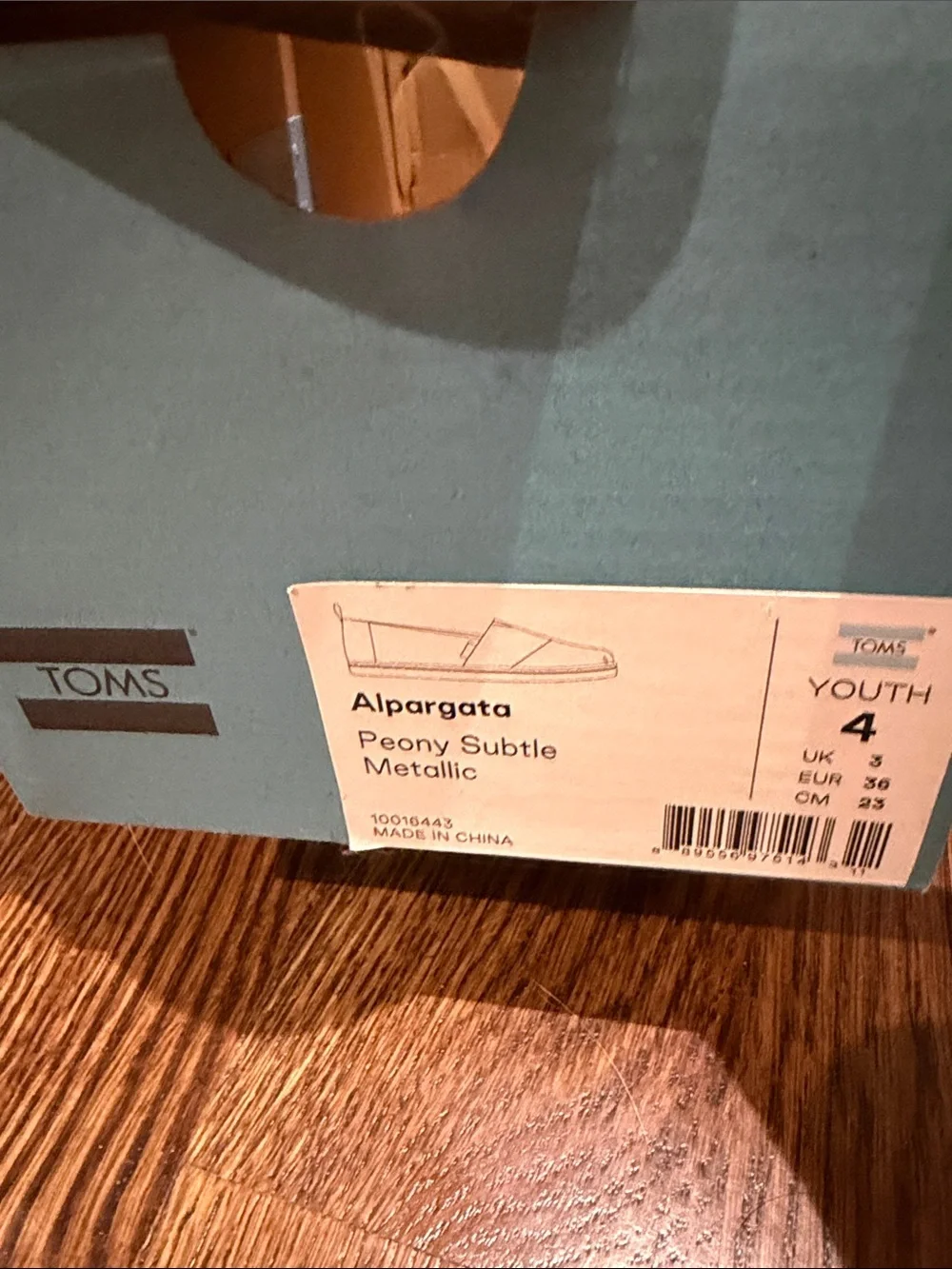 TOMS youth 4 Slip-On Alpargata peony subtle metallic - worn